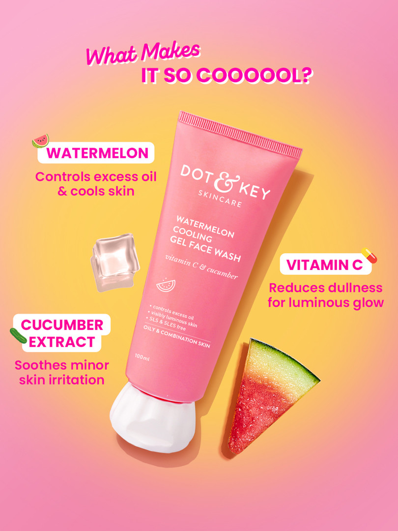 DOT & KEY Watermelon SuperGlow Facial Gel Cleanser with Vitamin C & Cucumber - 100 ml